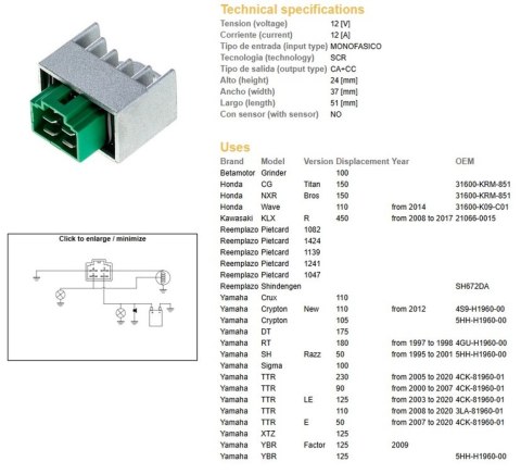 DZE REGULATOR NAPIĘCIA YAMAHA YBR 125 5HH H1960 00