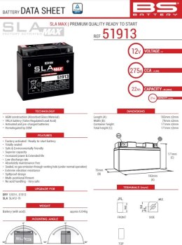 BS AKUMULATOR 51913 MAX 12V 21AH 183X79X171