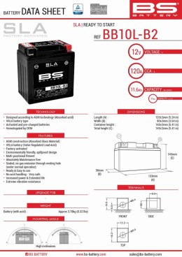 BS AKUMULATOR BB10L-B2 12V 11AH 136X91X146