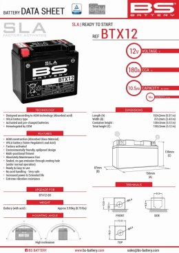 BS AKUMULATOR BTX12 12V 10AH 152X88X131