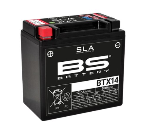 BS AKUMULATOR BTX14 12V 12AH 150X87X145 BEZOBSŁUGOWY - ZALANY