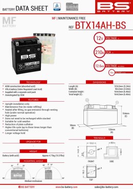 BS AKUMULATOR BTX14AH-BS 12V 12AH 134X89X166