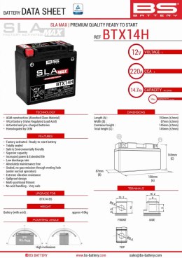 BS AKUMULATOR BTX14H MAX 12V 14AH 150X87X145