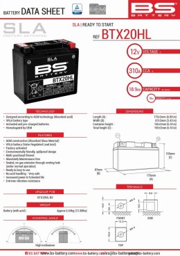 BS AKUMULATOR BTX20HL 12V 18AH 175X87X155