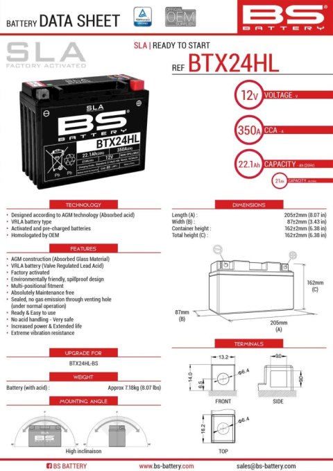 BS AKUMULATOR B50N18L A3 FA Y50N18LA2 12V 21AH 206