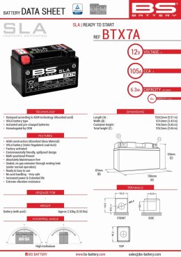 BS AKUMULATOR BTX7A FA YTX7A BS 12V 6AH 152X88X94