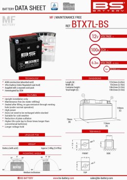 BS AKUMULATOR BTX7L-BS 12V 6AH 144X71X131