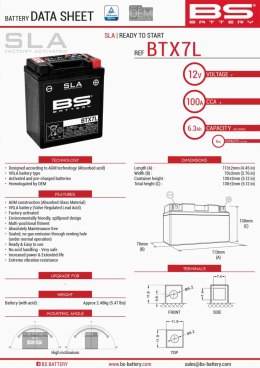 BS AKUMULATOR BTX7L 12V 6AH 113X70X130