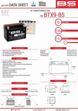 BS AKUMULATOR BTX9-BS 152X88X106 12V 8AH
