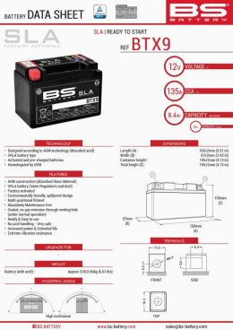 BS AKUMULATOR BTX9 152X88X106 12V 8AH