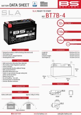 BS AKUMULATOR BT7B-4 12V 6,5AH 148X64X90