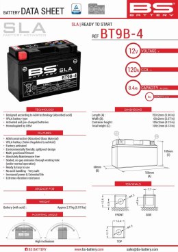 BS AKUMULATOR BT9B-4 12V 8AH 150X69X105