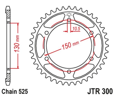 JT ZĘBATKA TYLNA 300 48 HONDA XL700V 08-13 JT ZĘBATKA TYLNA 300 48 HONDA XL700V 08-13