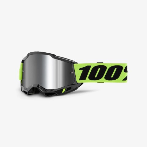 100 PROCENT GOGLE ACCURI 2 YOUTH JUNIOR NEON SILVER LENS-FLUO SZYBA LUSTRO