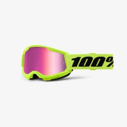 100 PROCENT GOGLE STRATA 2 YOUTH JUNIOR NEON PINK LENS-FLUO SZYBKA ROZE LUSTRO