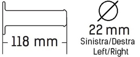 DOMINO MANETKI GRIPY SCOOTER PIAGGIO STYLE VESPA 50H 22+22MM, DŁ.118MM BEZ OTWORU