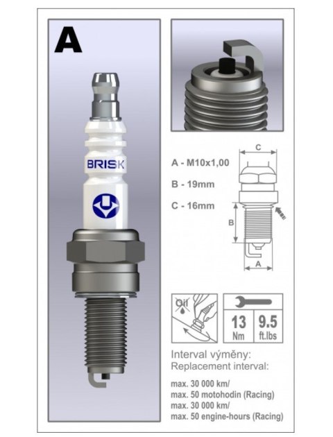 BRISK RACING ŚWIECA ZAPŁONOWA AR12C-OE KTM 65 SX 24-, HUSQVARNA TC 24-, GASGAS MC PIERWSZY MONTAŻ-OEM