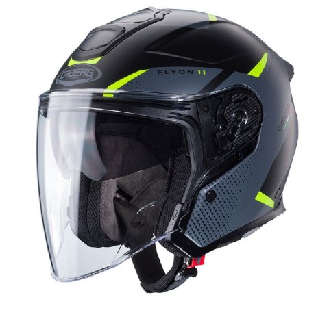 CABERG KASK OTWARTY JET OTWARTY FLYON II BOSS BLACK/GREY/ŻÓŁTY FLUO MAT M