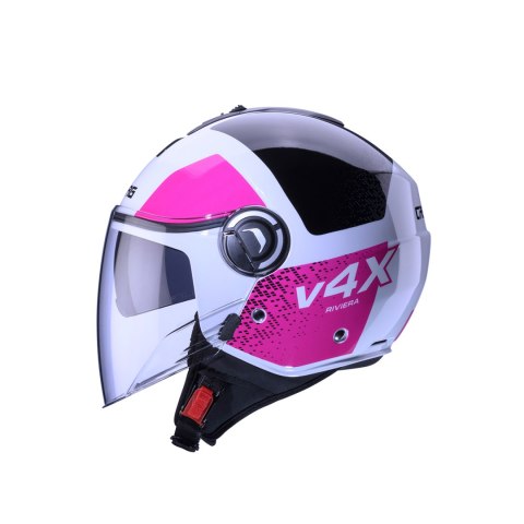 CABERG KASK OTWARTY JET Z BLENDĄ RIVIERA V4X ALPHA FUKSJA INTENSYWNY ODCIEŃ ROZEGO XS