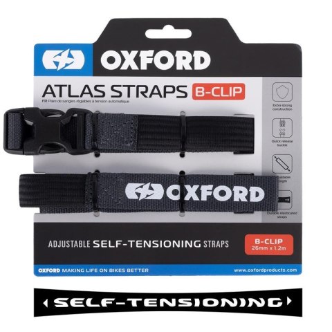 OXFORD PASY TRANSPORTOWE ATLAS B-CLIP 26MM X 1.2M 2 SZTUKI W ZESTAWIE GREY