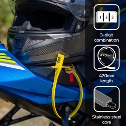 OXFORD ZABEZPIECZENIE ANTYKRADZIEŻOWE COMBI DO KASKU, ROWERU ITD. FLUO ZAMKNIĘCIE NA SZYFR