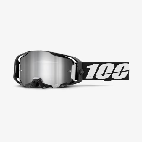 100 PROCENT GOGLE ARMATIC BLACK - MIRROR SILVER FLASH LENS -