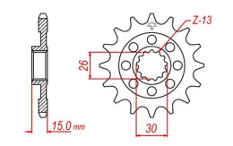 CHT ZĘBATKA PRZÓD 2198 17 BMW S1000RR 09-15, S 1000R 13-22, 1000XR 14-22, H