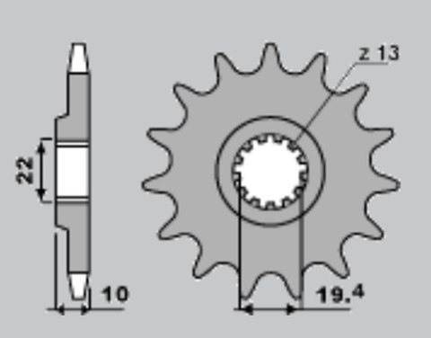 CHT ZĘBATKA PRZÓD 435 14 SUZUKI RM 250 ,DR 350
