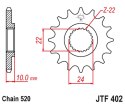 JT ZĘBATKA PRZÓD 402 16 Z GUMĄ BMW F 650 94- 15, APRILIA PEGASO 650 98- 04