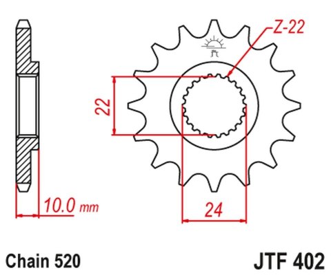 JT ZĘBATKA PRZÓD 402 16 Z GUMĄ BMW F 650 94- 15, APRILIA PEGASO 650 98- 04 JT ZĘBATKA PRZÓD 402 16 Z GUMĄ BMW F 650 94- 15, APRILIA PEGASO 650 98- 04