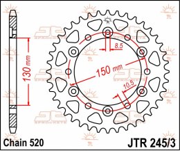 JT ZĘBATKA TYLNA 4309 45 HONDA NX 650 88 90
