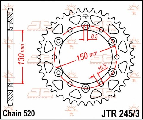 JT ZĘBATKA TYLNA 4309 45 HONDA NX 650 88 90 JT ZĘBATKA TYLNA 4309 45 HONDA NX 650 88 90