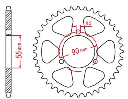 GROSSKOPF ZĘBATKA TYŁ ALUMINIOWA 457 51 RIEJU 50 RS2 MATRIX PRO 03-10 NAKED 04-09 JTR1077.47