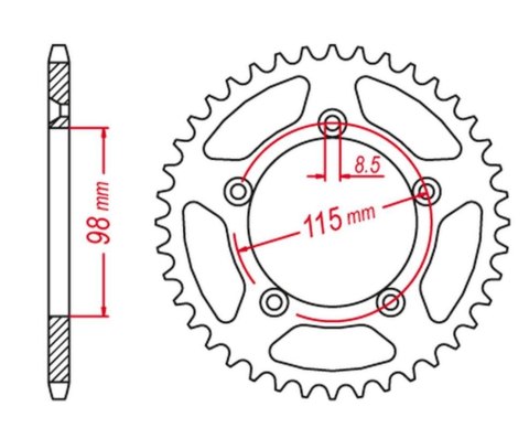 GROSSKOPF ZĘBATKA TYLNA ALUMINIOWA 50 KTM SX65 04-
