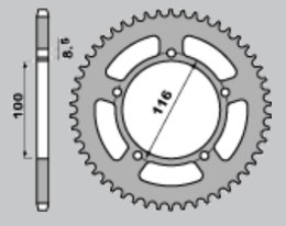 GROSSKOPF ZĘBATKA TYŁ ALU SILVER 464 51 KAWASAKI KX 60 83-03, 80 83-85, SUZ