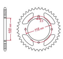 GROSSKOPF ZĘBATKA TYŁ ALU SILVER 467 54 KAWASAKI KX 80 98-00, 85 01-20, 100