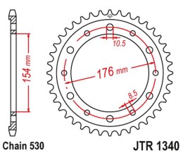 JT ZĘBATKA TYLNA 4434 43 VFR800X CROSSRUNNER 11-15