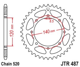JT ZĘBATKA TYLNA 491 43 KAWASAKI KLR 650C 95-03