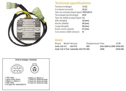 DZE REGULATOR NAPIĘCIA ARCTIC CAT 650 04-06