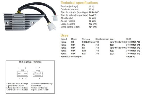 DZE REGULATOR NAPIĘCIA HONDA CB700SC NIGHTHAWK 84-