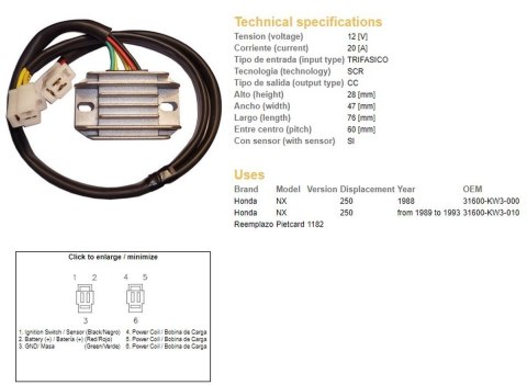 DZE REGULATOR NAPIĘCIA HONDA NX250 88-93