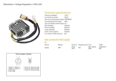 DZE REGULATOR NAPIĘCIA HONDA RGU-125 DZE REGULATOR NAPIĘCIA HONDA RGU-125