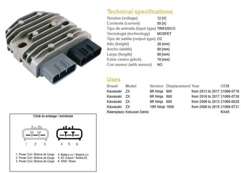 DZE REGULATOR NAPIĘCIA KAWASAKI ZX6R 09-17