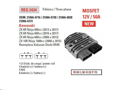 DZE REGULATOR NAPIĘCIA KAWASAKI ZX6R 09-17