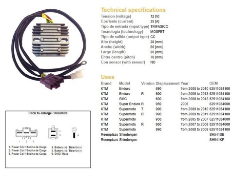 DZE REGULATOR NAPIĘCIA KTM 950 SM/R 05-07