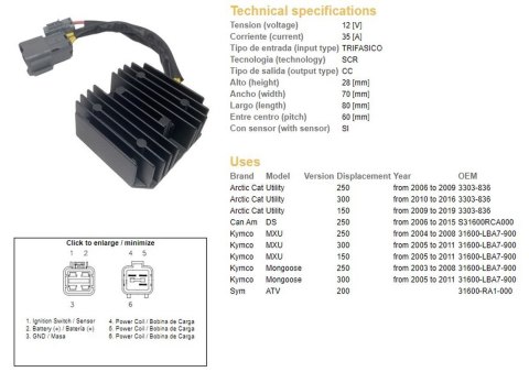 DZE REGULATOR NAPIĘCIA KYMCO MXU 150/250/300 04-11