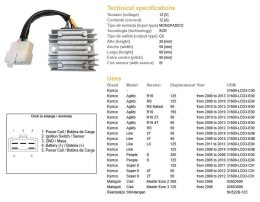 DZE REGULATOR NAPIĘCIA KYMCO SUPER 8 50/125 08-12