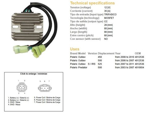 DZE REGULATOR NAPIĘCIA POLARIS OUTLAW 06-11