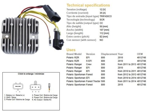 DZE REGULATOR NAPIĘCIA POLARIS RZR/RANGER 10-15