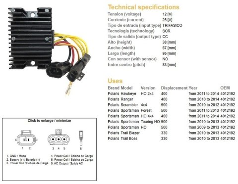DZE REGULATOR NAPIĘCIA POLARIS SCRAMBLER 500 10-12
